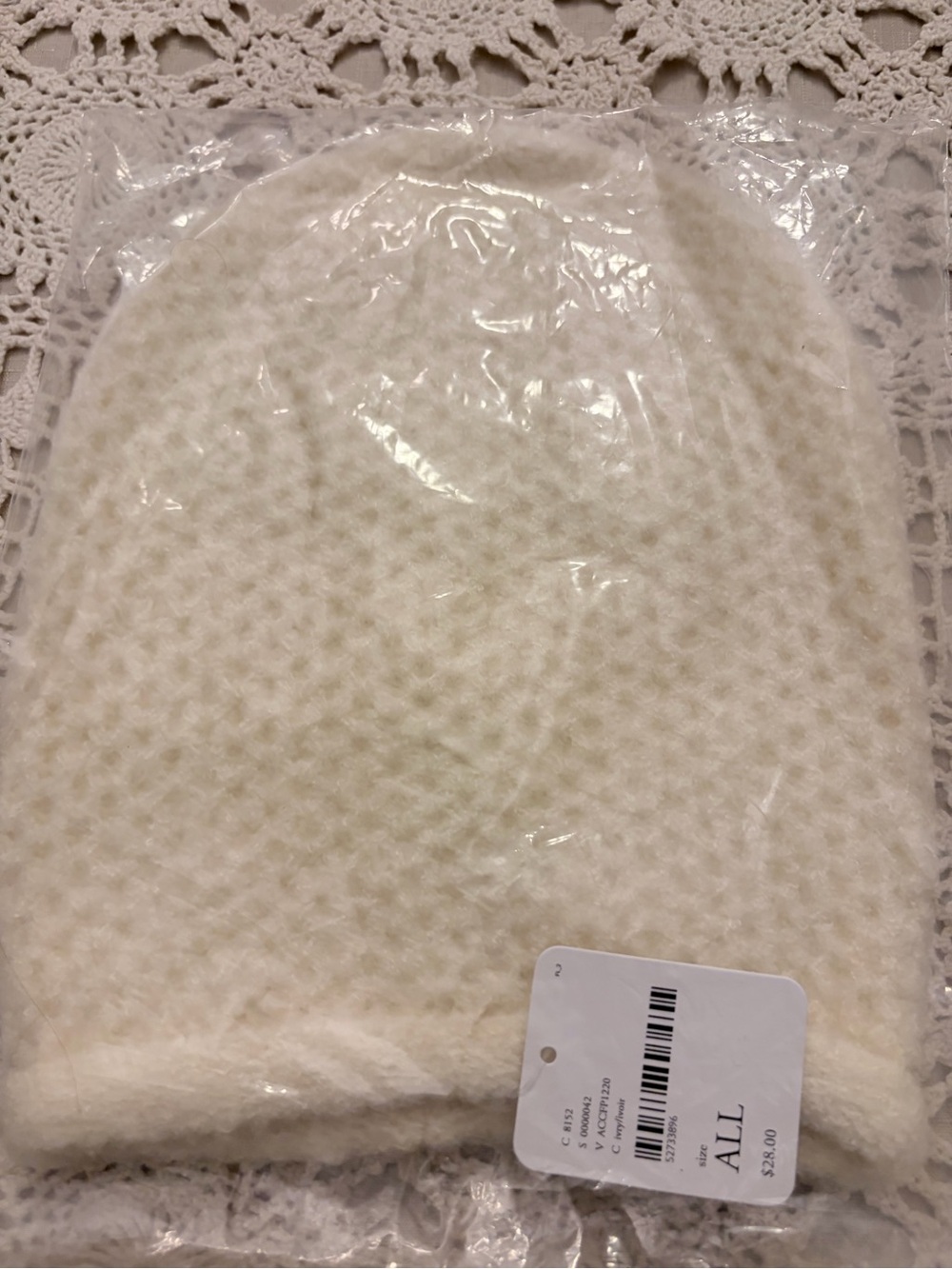 Free People Dreamland Knit Beanie Hat OS Ivory Slouchy Winter